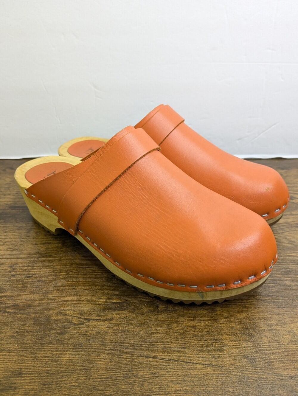 HOOF Swedish Chloé Apache Leather Slip On Clogs 36 US 6 Orange Leather Scandi